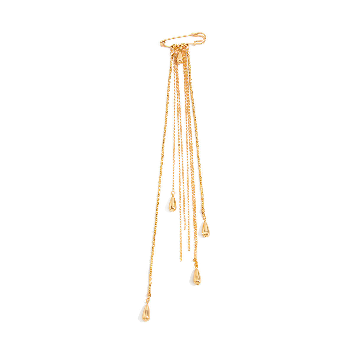 Xunora Gold Geometric Tassel Chain Brooch for Women