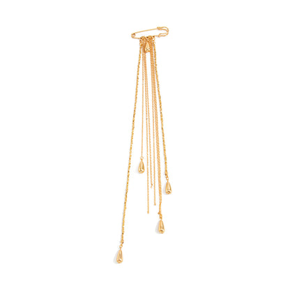 Xunora Gold Geometric Tassel Chain Brooch for Women