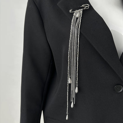 Xunora Gold Geometric Tassel Chain Brooch for Women