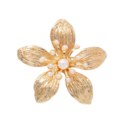 Xunora Women's Gold Flower Pearl Brooch
