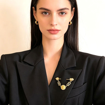 Xunora Gold Geometric Brooch for Women