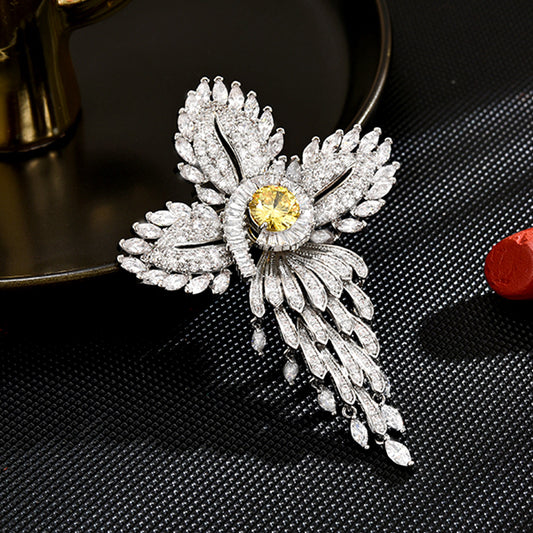 Xunora Crystal Cross Brooch for Women