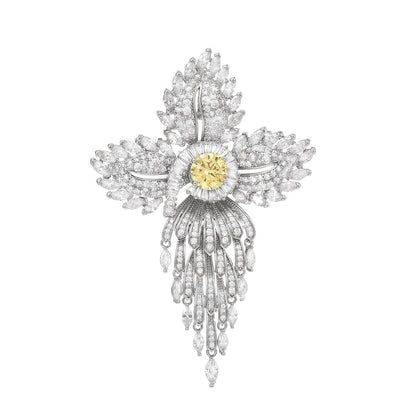 Xunora Crystal Cross Brooch for Women