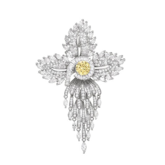 Xunora Crystal Cross Brooch for Women